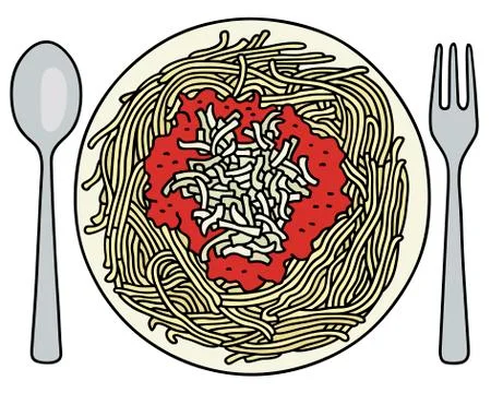 Spaghetti on the plate Stock Illustration