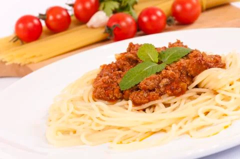 Spaghetti on plate Stock Photos