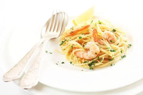 Spaghetti With Prawns Foto stock