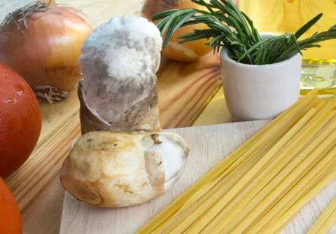 Spaghetti Recipes vegetable ingredient on table Stock Photos