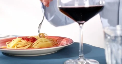 Spaghetti rolled on a fork. Smooth camera movement. close-up. Stock Footage 246326634