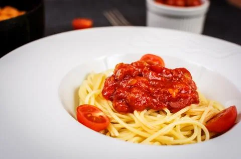 Spaghetti with sauce Stock Photos