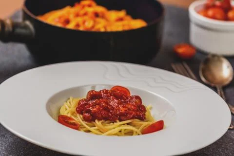 Spaghetti with sauce Stock Photos