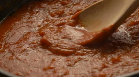 Spaghetti sauce simmering in pan Stock Footage 62519190