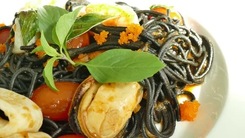 Spaghetti seafood Video stock 76393407