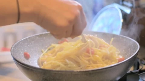Spaghetti with seafood Stock Footage 130528035