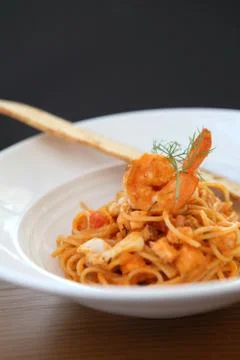 Spaghetti seafood Stock Photos