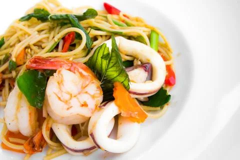 Spaghetti seafood Stock Photos