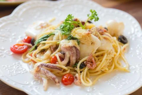 The spaghetti seafood. Stock Photos