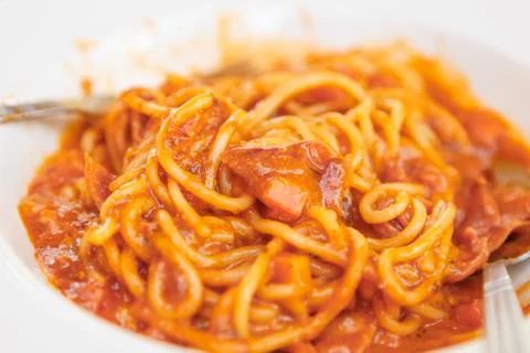 Spaghetti shrimp Stock Photos