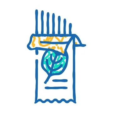 Spaghetti spinach icon doodle illustration Stock Illustration