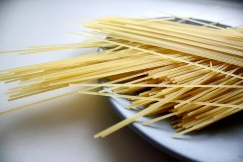 Spaghetti stack on plate Stock Photos
