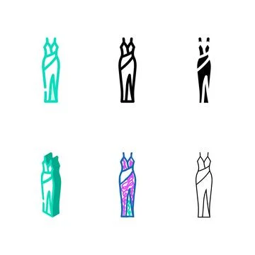 Spaghetti strap designs bride dress color icon vector Stock Illustration