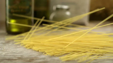 Spaghetti on table, Slow Motion Stock Footage 24911937
