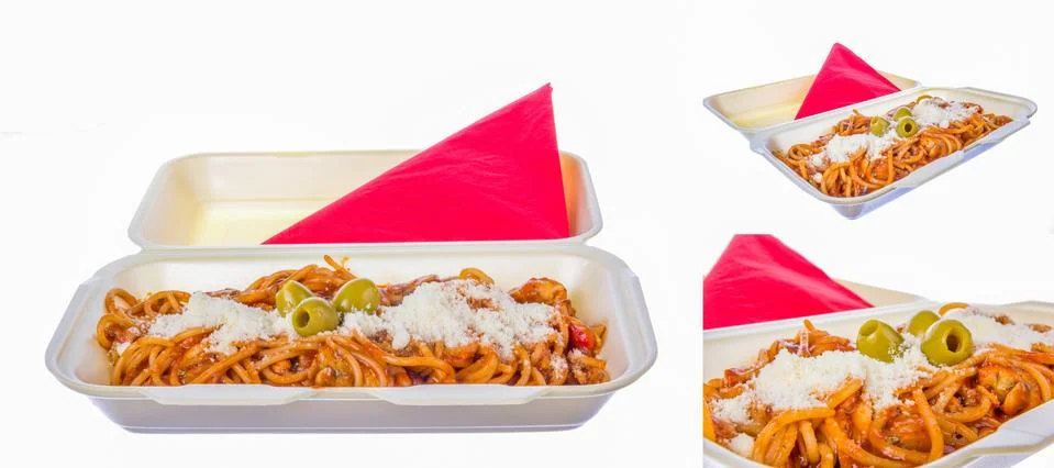 Spaghetti in three shots Stock Photos