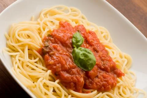 Spaghetti with toamtoe sauce Stock Photos