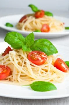 Spaghetti with tomato Stock Photos