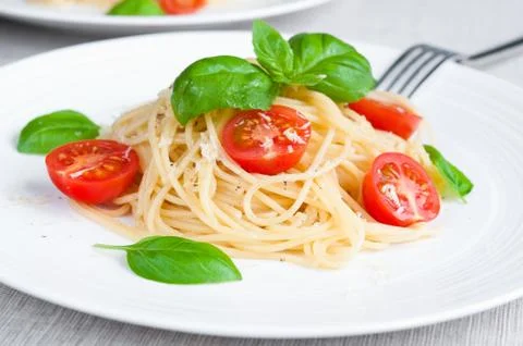 Spaghetti with Tomato Stock Photos