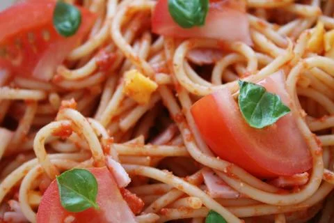 Spaghetti with tomato  Stock Photos