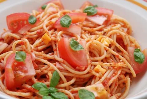 Spaghetti with tomato  Stock Photos