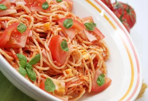 Spaghetti with tomato  Stock Photos