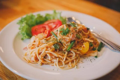 Spaghetti with tomato Foto stock