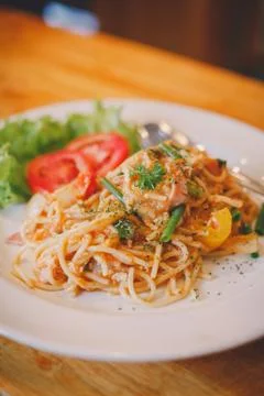 Spaghetti with tomato Foto stock
