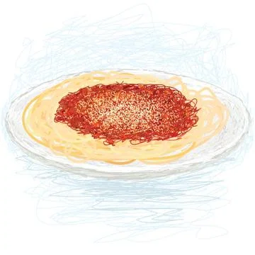 Spaghetti with tomato sauce Stock Illustration