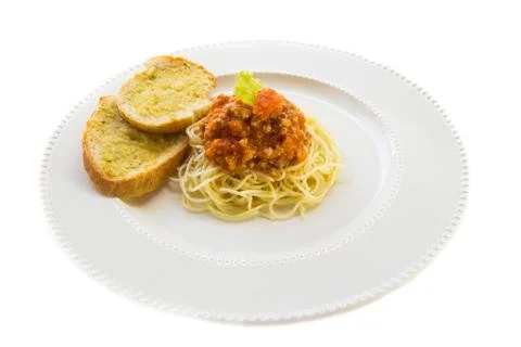 Spaghetti with tomato sauce Stock Photos