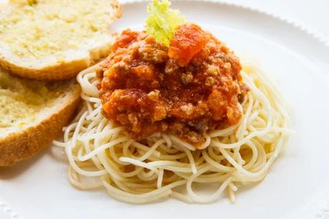 Spaghetti with tomato sauce Stock Photos