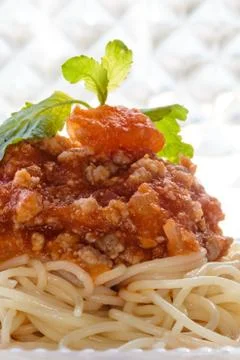 Spaghetti with tomato sauce Stock Photos