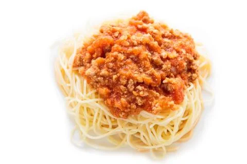Spaghetti with tomato sauce Stock Photos