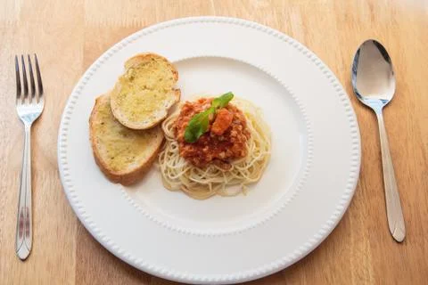 Spaghetti with tomato sauce Stock Photos