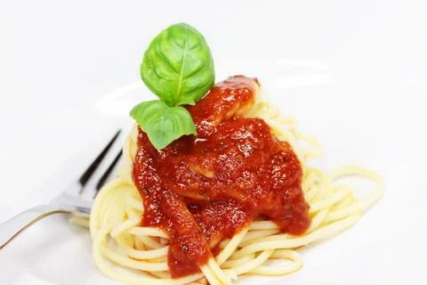 Spaghetti with tomato sauce Stock Photos