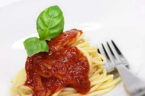 Spaghetti with tomato sauce Stock Photos