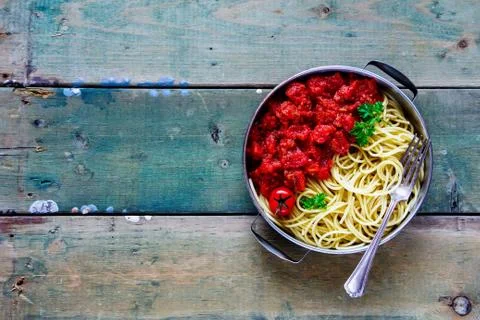 Spaghetti with tomato sauce Stock Photos