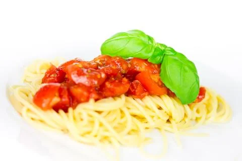 Spaghetti with tomatoes Stock Photos