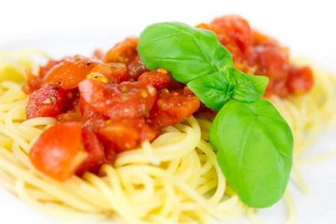 Spaghetti with tomatoes Stock Photos
