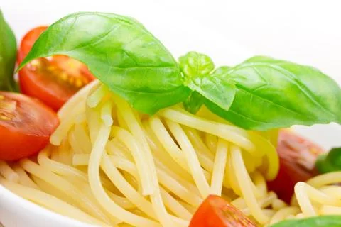 Spaghetti with tomatoes Stock Photos