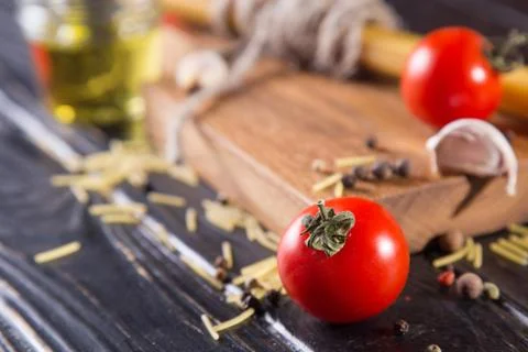 Spaghetti with tomatoes Stock Photos