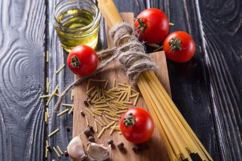 Spaghetti with tomatoes Stock Photos