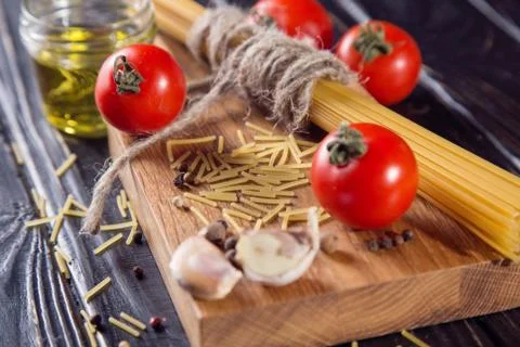 Spaghetti with tomatoes Stock Photos