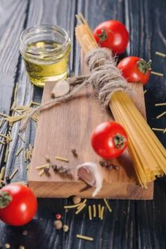 Spaghetti with tomatoes Stock Photos