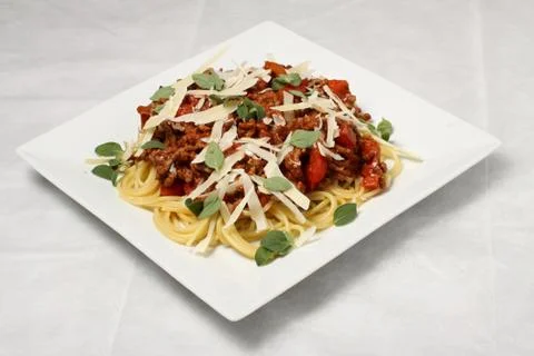 Spaghetti from the top Stock Photos