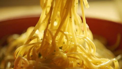 Spaghetti tossed ECU Video stock 120748440