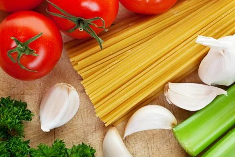 Spaghetti with vegetables Stock Photos