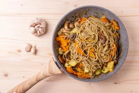 Spaghetti with vegetables Stock Photos