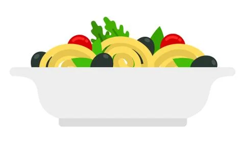 Spaghetti with vegetables in a plate vector flat isolated Illustrazione stock