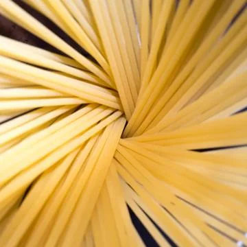 Spaghetti vortex, abstract composition with raw spaghetti Stock Photos