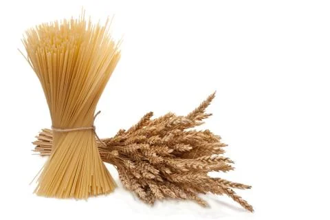 Spaghetti with wheat ears Stock Photos
